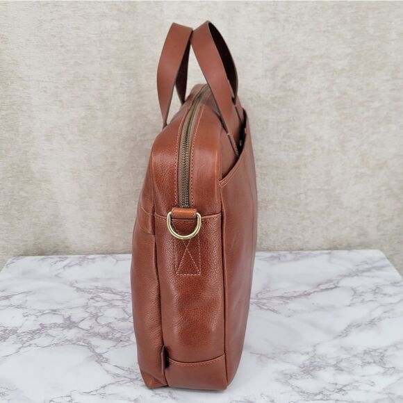 Fossil Leather Brief Workbag Cognac Breifcase Bag - Picture 5 of 16